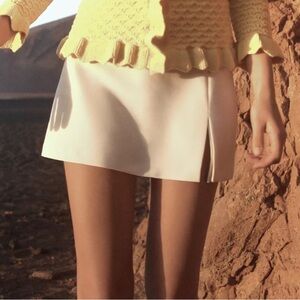 Zara White Slit Hem Skort XS